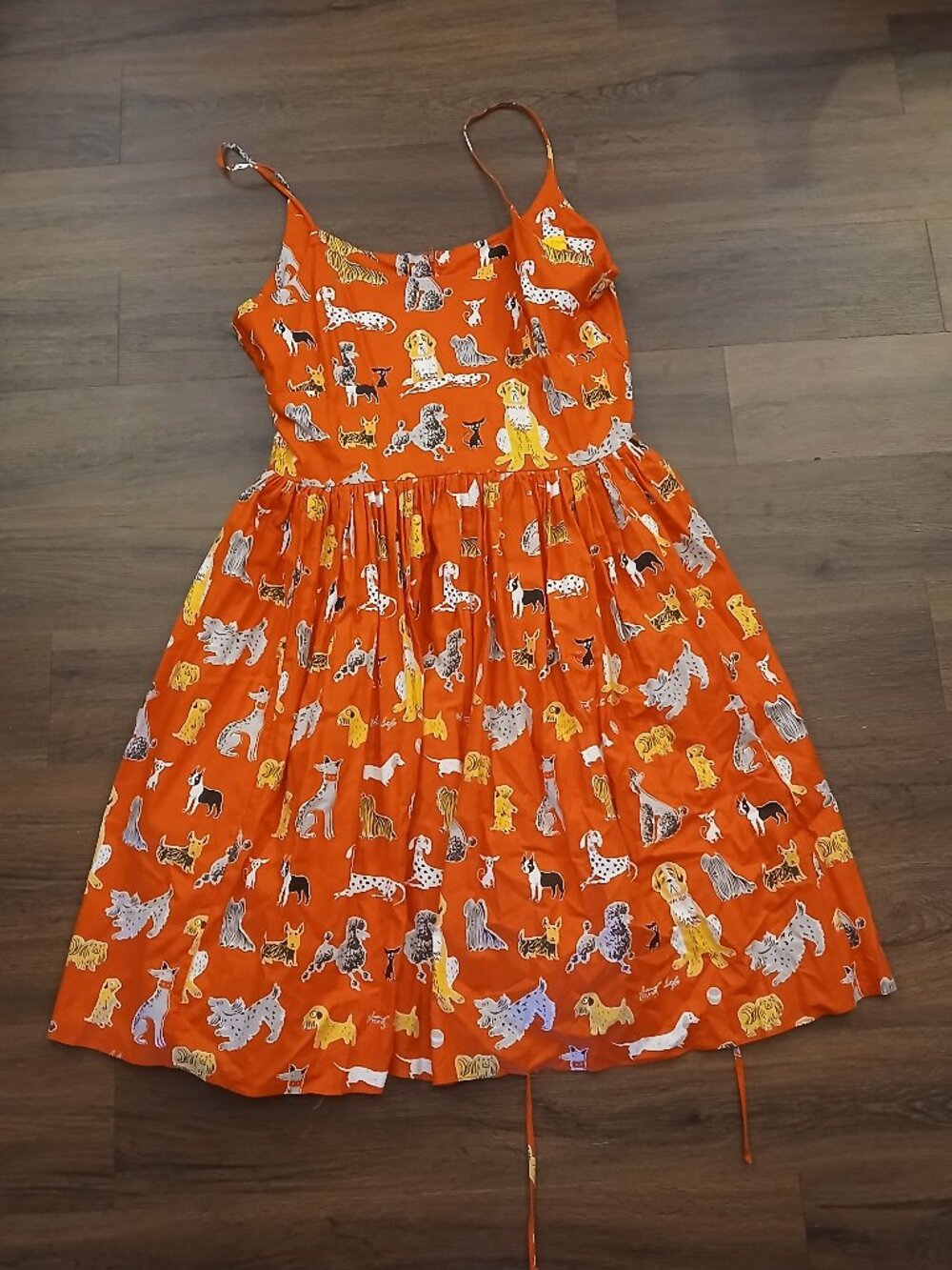 RARE Bernie Dexter Dog PRINT CHELSEA DRESS GUC 2X US MADE RETRO PINUP NOVELTY